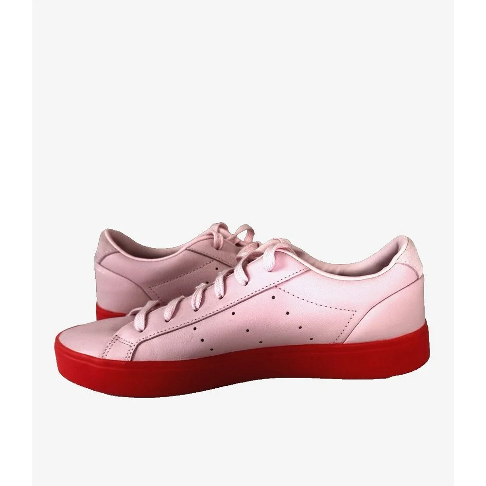 Adidas Originals Sleek Pink Neon Red Leather Sneakers 9.5 Statement Streetwear